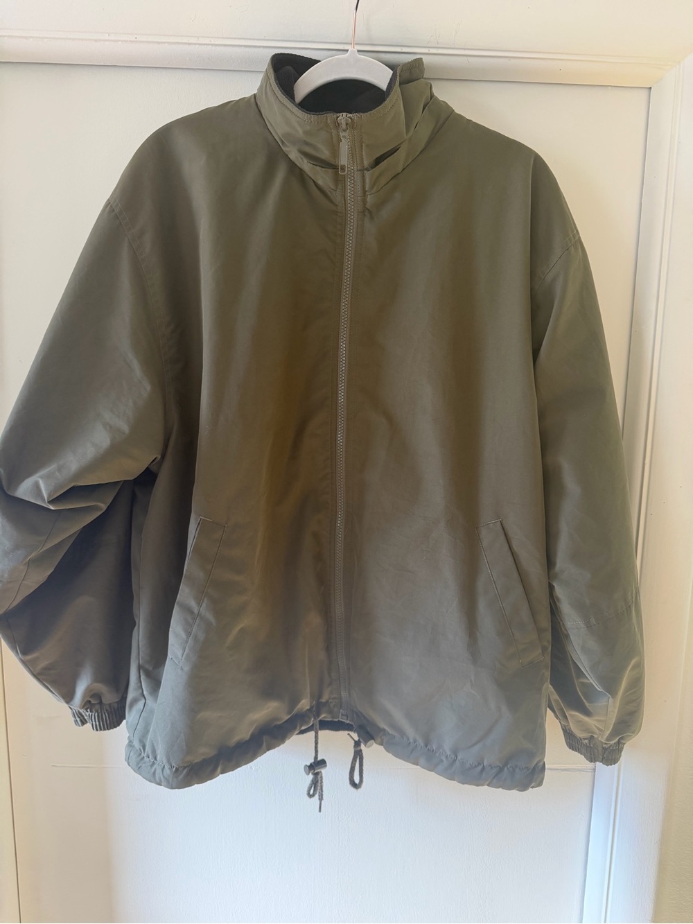 Men's Fleece Olive Green Zipper Jacket